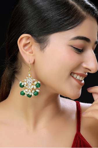Gold finish kundan danglers