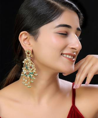 Gold finish kundan danglers 1