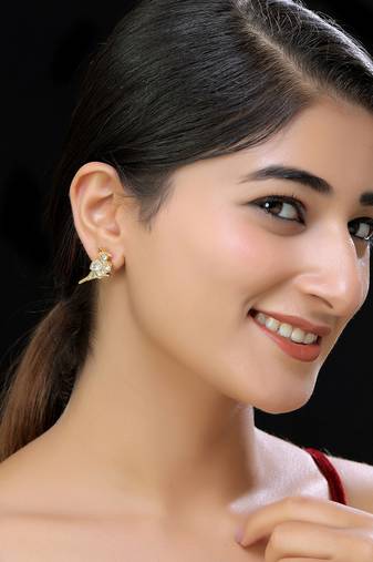 Gold finish bird kundan studs