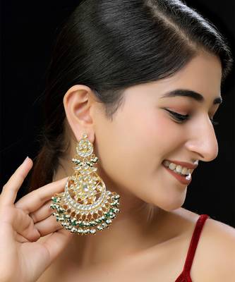 Gold finish kundan chaandbali 1