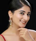 Gold finish multicolor kundan danglers