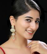 Gold finish white kundan danglers