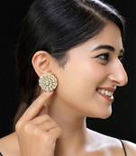 Gold finish white kundan studs