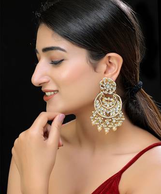 Gold finish kundan chaandbali 1