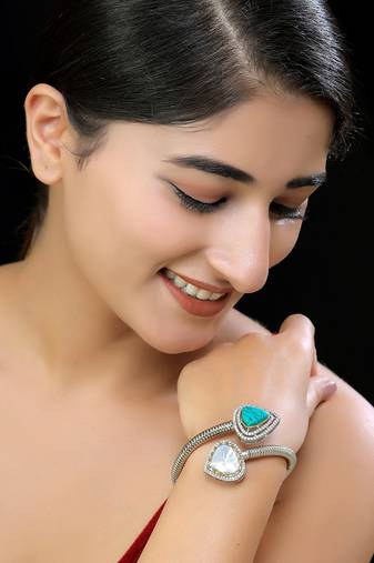 Faux turquoise polki bracelet