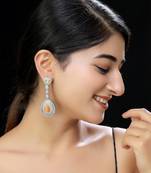 Faux orange polki kundan danglers