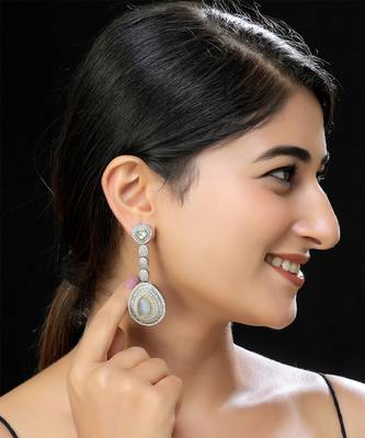 Faux grey polki kundan danglers 1