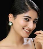 Faux polki green kundan studs