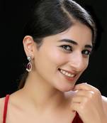 Red faux polki kundan earrings