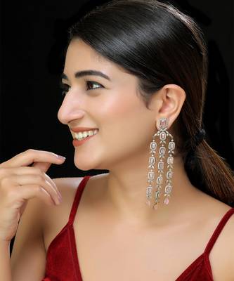 Peach faux polki kundan danglers 1