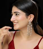 Peach faux polki kundan danglers