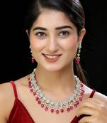 Faux polki pink necklace set