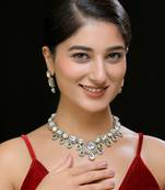 Faux polki green necklace set