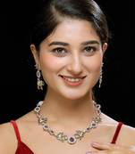 Faux polki red necklace set