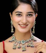 Faux polki green necklace set