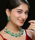 Green faux polki necklace set