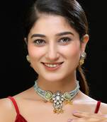 Green faux polki choker set