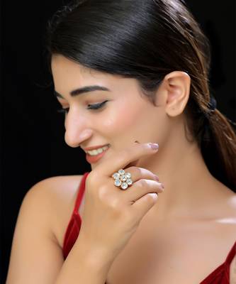 Gold finish faux polki ring 1