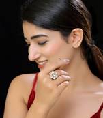 Gold finish faux polki ring