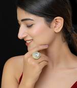 Green faux polki ring