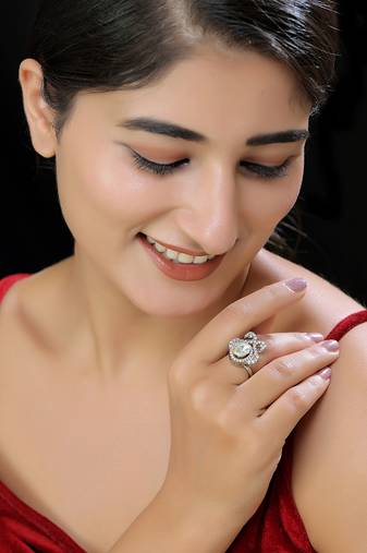 White finish faux polki ring