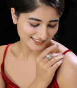 White finish faux polki ring