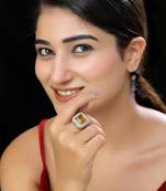 White finish orange faux polki ring