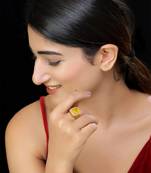 Gold finish orange faux polki ring