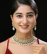 Gold finish kundan mother of pearls necklace set