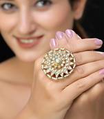 Gold finish kundan ring