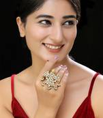 Gold finish kundan ring