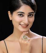 Gold finish kundan ring