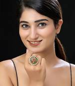 Gold finish navratna kundan ring