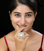 Gold finish mother of pearls ring