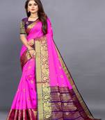 Dark pink  colour banarasi silk saree