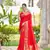 Red Women Silk Blend Woven Design Saree with Blouse For Women