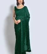 Green Sequins Work Party Wear Georgette Saree