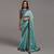 Sky blue sequins work party wear  chinon saree