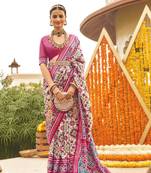 Multicolor Silk Blend Printed Patola Saree