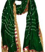 Silk Jaipuri Rajasthani Bandhani Heavy Dupatta with Gota Work and Latkan