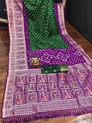 Purple and Green Festive Saree for Women 1