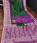 Purple and Green Festive Saree for Women
