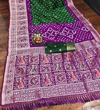 Purple and Green Festive Saree for Women 3