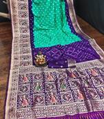 Teal Beautiful Boutique Bandhej With KANJIVARAM Border Zari Weaving Rich Pallu Saree With Blouse For Women