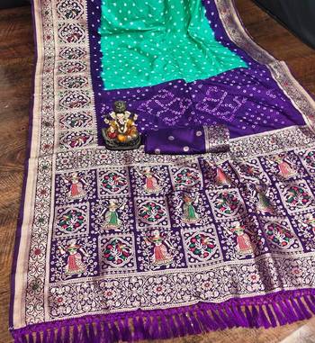 Teal Beautiful Boutique Bandhej With KANJIVARAM Border Zari Weaving Rich Pallu Saree With Blouse For Women 3