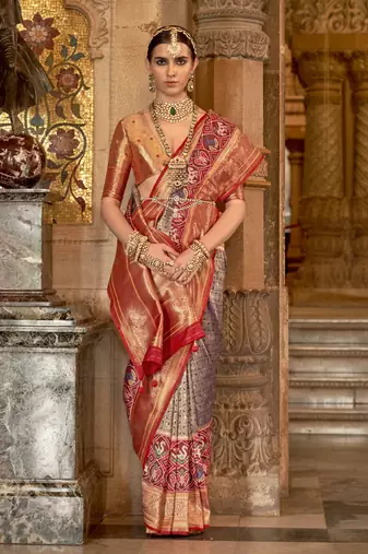 Elora Soft Silk Faux Banarasi Brocade Zari Woven Saree For Women Purple  