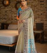 Pankti Carolina Blue Pure Cotton Jamdani Saree