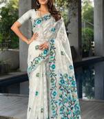 Ruhani Marshmallow White Pure Cotton Jamdani Saree