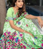 Ruhani Mint Green Pure Cotton Jamdani Saree