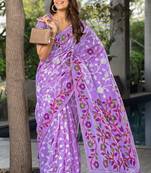 Ruhani Orchid Purple Pure Cotton Jamdani Saree